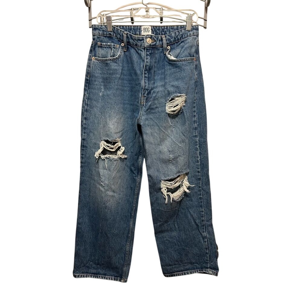 Urban Outfitters BDG  Straight High Rise‎ Vintage Jeans Women's 30 Ripped Blue